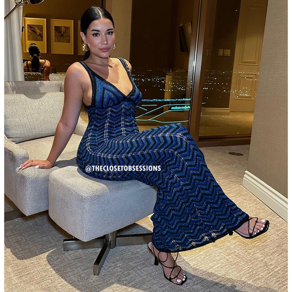 RARE!!! MANGO BLOGGER FAVE!!! Fitted Metallic Maxi Dress NWT - Picture 14 of 16